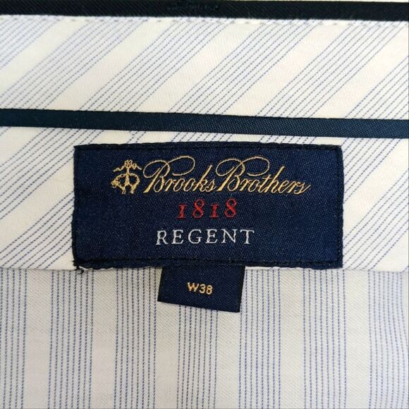 BROOKS BROTHERS Men’s Black 100% Italian Wool Dress Pants W38 Regent Fit Lined - Picture 8 of 11